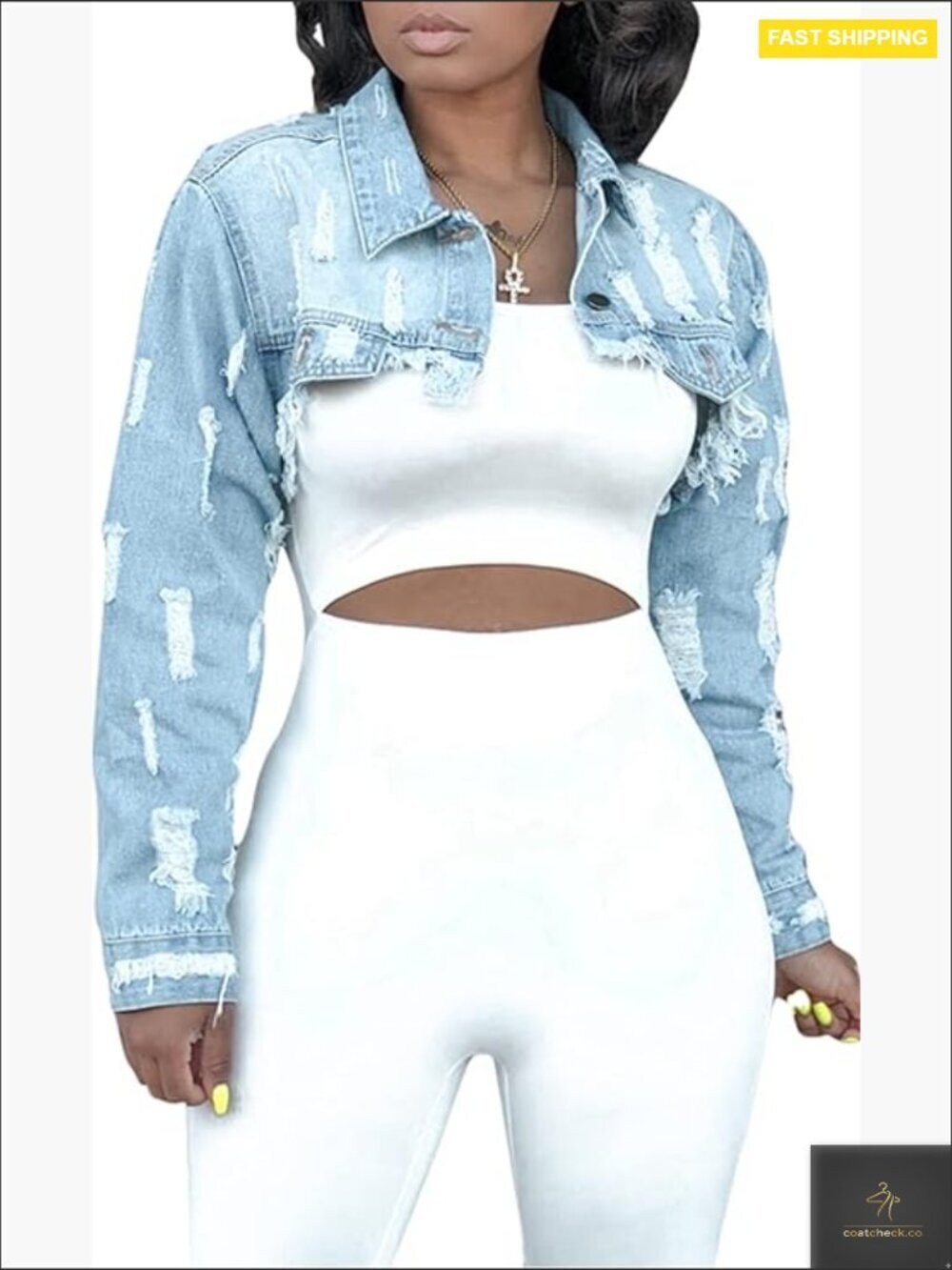 Cropped Denim Jacket Classic Fit Long Sleeve Button Down Y2K Chic